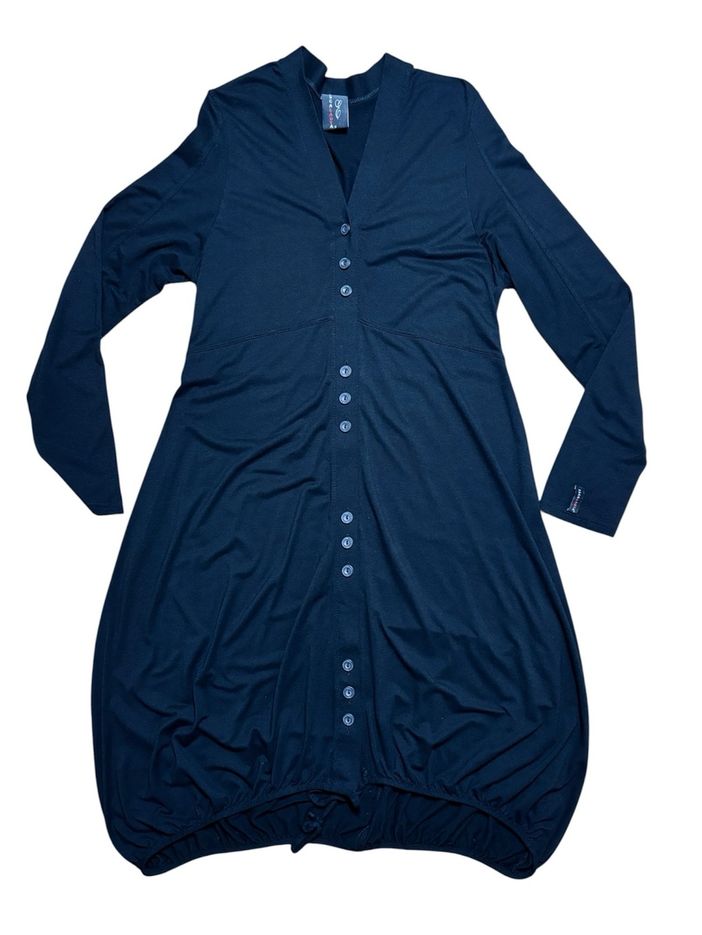 Escaladya Jersey Knit Button Down Duster Cardigan/Dress In Black Sz S/M